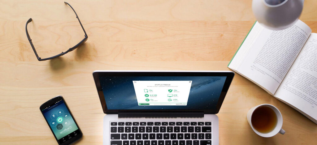 Met Spotflux kun je op verschillende devices anoniem surfen en downloaden.