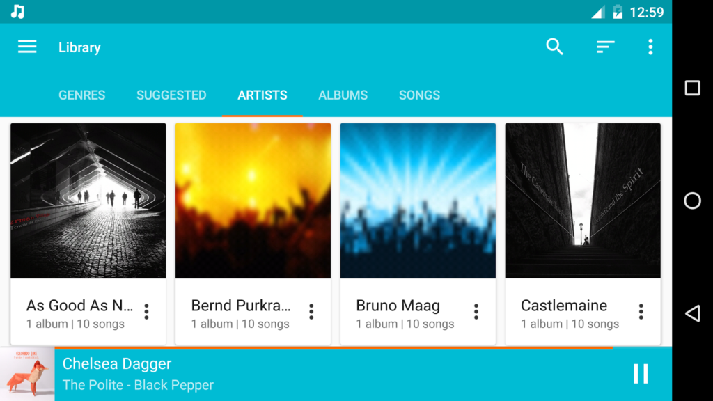 De interface van Shuttle Music is duidelijk en overzichtelijk.