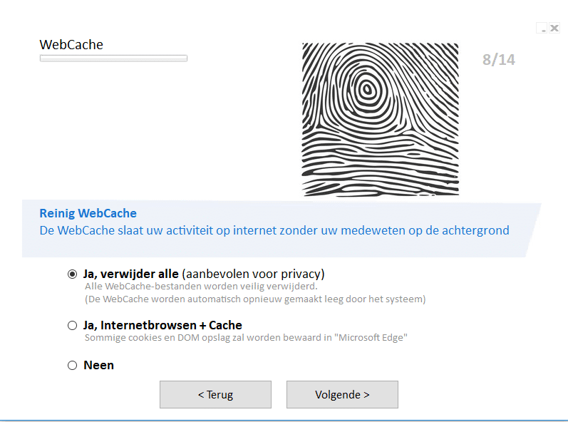 PrivaZer leegt automatisch de cache van je browser.
