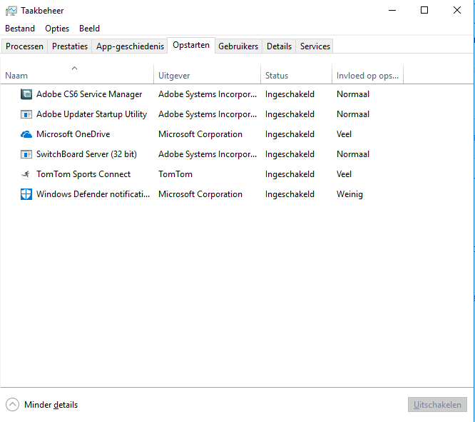 Windows 10 sneller opstarten door programma's uit te schakelen.