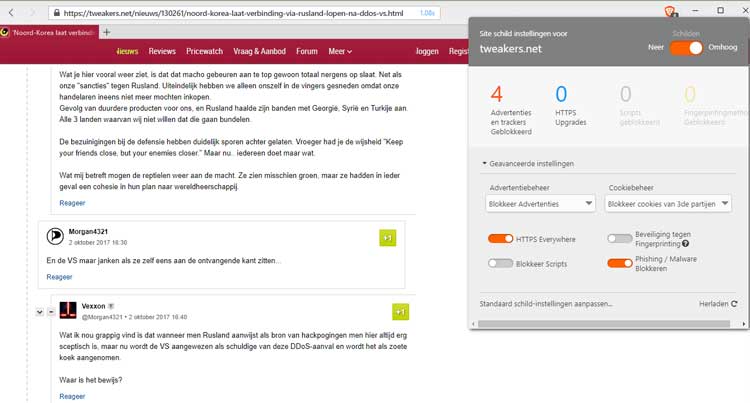 Brave bescherm je computer tegen advertenties die malware verspreiden.
