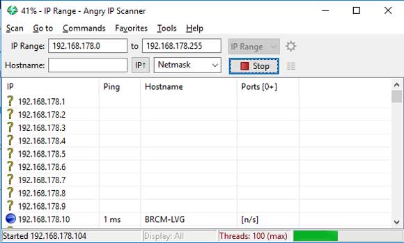 Automatisch kun je een hele range aan ip-adressen scannen.