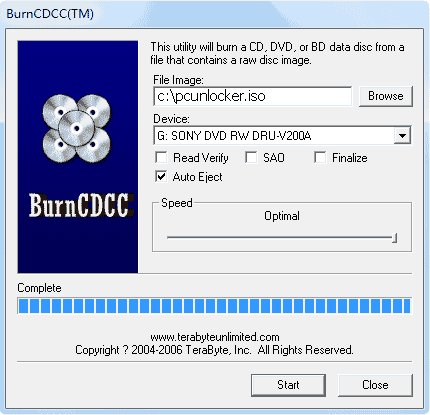 PcUnlocker werkt alleen vanaf een opstartbare DVD of USB-stick.