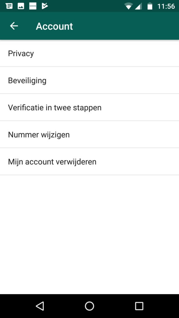 Whatsapp instellingen.