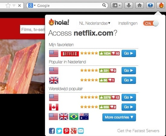 Hola bedien je eenvoudig via de browser.