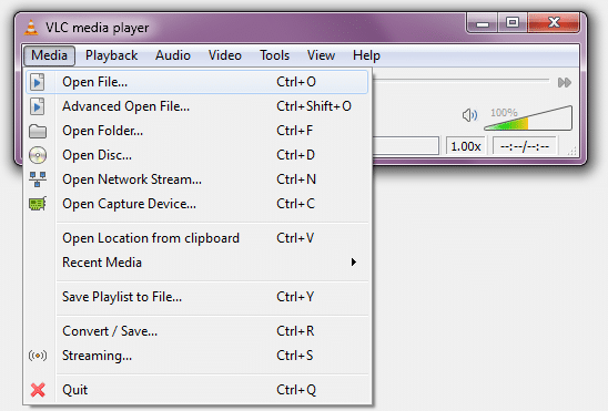 VOB afspelen met VLC.
