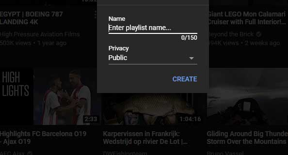 Privacy instellingen afspeellijst.